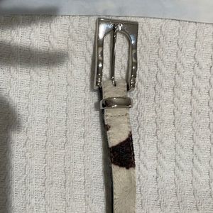 Pony hair leather belt with silver buckle